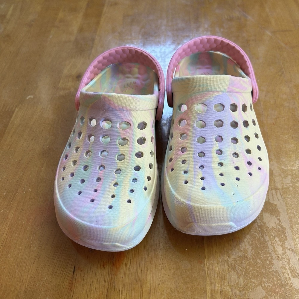Joybees Kids Everyday Clogs Pastel Rainbow Tie Dye Slip On Shoes Size J1
